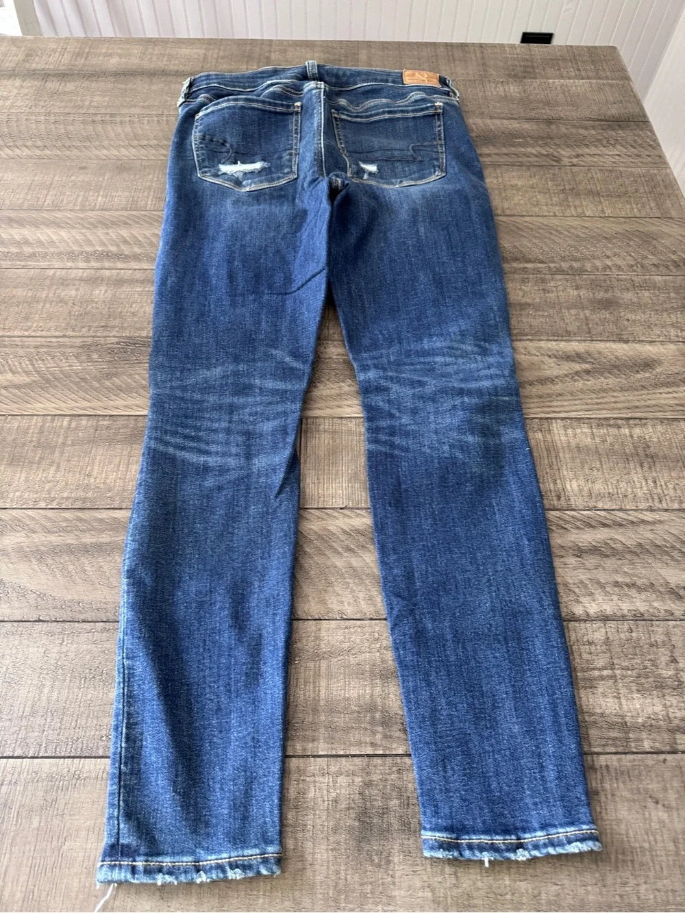 American Eagle Outfitters Distressed Dark Blue Skinny Jeans